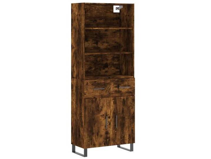 vidaXL Highboard Highboard Räuchereiche 69,5x34x180 cm Holzwerkstoff (1 St), 2 Türen 2 Schubladen, Räuchereiche von vidaXL