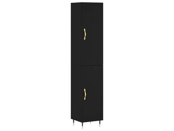 vidaXL Highboard Highboard Schwarz 34,5x34x180 cm Holzwerkstoff (1 St), schwarz, 1 Tür, Schwarz von vidaXL