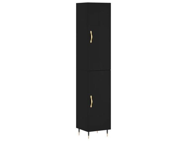 vidaXL Highboard Highboard Schwarz 34,5x34x180 cm Holzwerkstoff (1 St), schwarz, 1 Tür, Schwarz von vidaXL