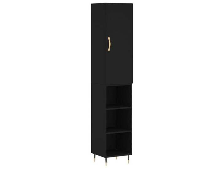 vidaXL Highboard Highboard Schwarz 34,5x34x180 cm Holzwerkstoff (1 St), schwarz, 3 Einlegeböden, Schwarz von vidaXL