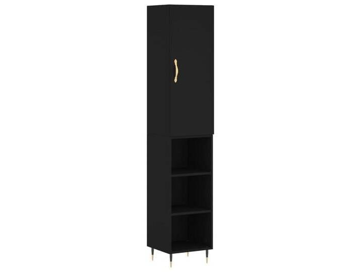 vidaXL Highboard Highboard Schwarz 34,5x34x180 cm Holzwerkstoff (1 St), schwarz, 3 Einlegeböden, Schwarz von vidaXL