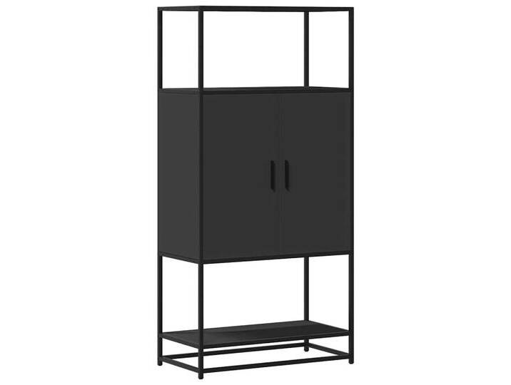 vidaXL Highboard Highboard Schwarz 68x35x139 cm Holzwerkstoff und Metall (1 St), schwarz, Schwarz von vidaXL