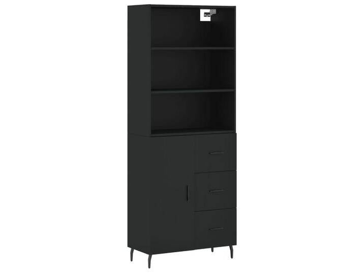 vidaXL Highboard Highboard Schwarz 69,5x34x180 cm Holzwerkstoff (1 St), schwarz, 1 Tür 3 Schubladen, Schwarz von vidaXL