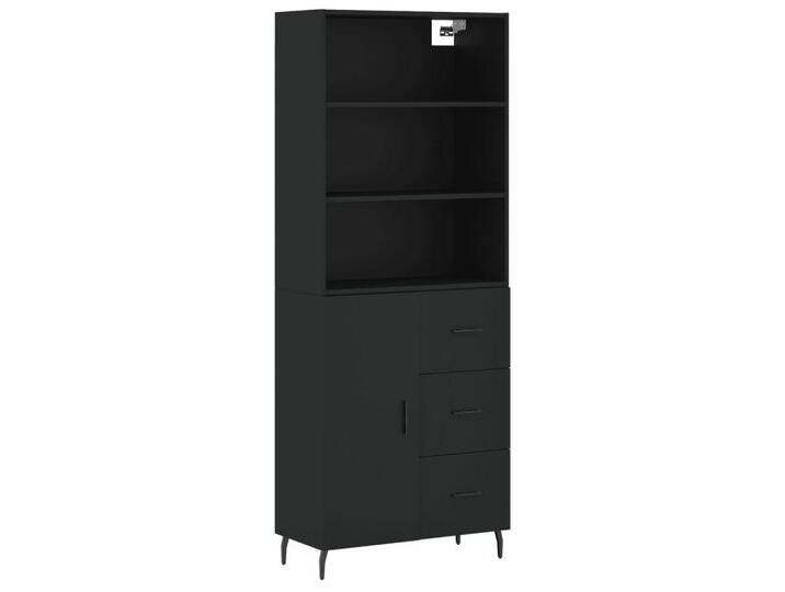 vidaXL Highboard Highboard Schwarz 69,5x34x180 cm Holzwerkstoff (1 St), schwarz, 1 Tür 3 Schubladen, Schwarz von vidaXL