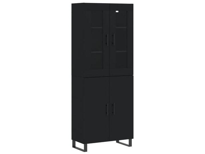 vidaXL Highboard Highboard Schwarz 69,5x34x180 cm Holzwerkstoff (1 St), schwarz, 2 Türen, Schwarz von vidaXL