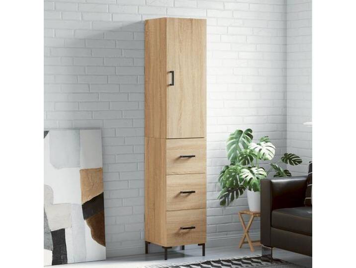 vidaXL Highboard Highboard Sonoma Eiche 34,5x34x180 cm Spanplatte, braun von vidaXL