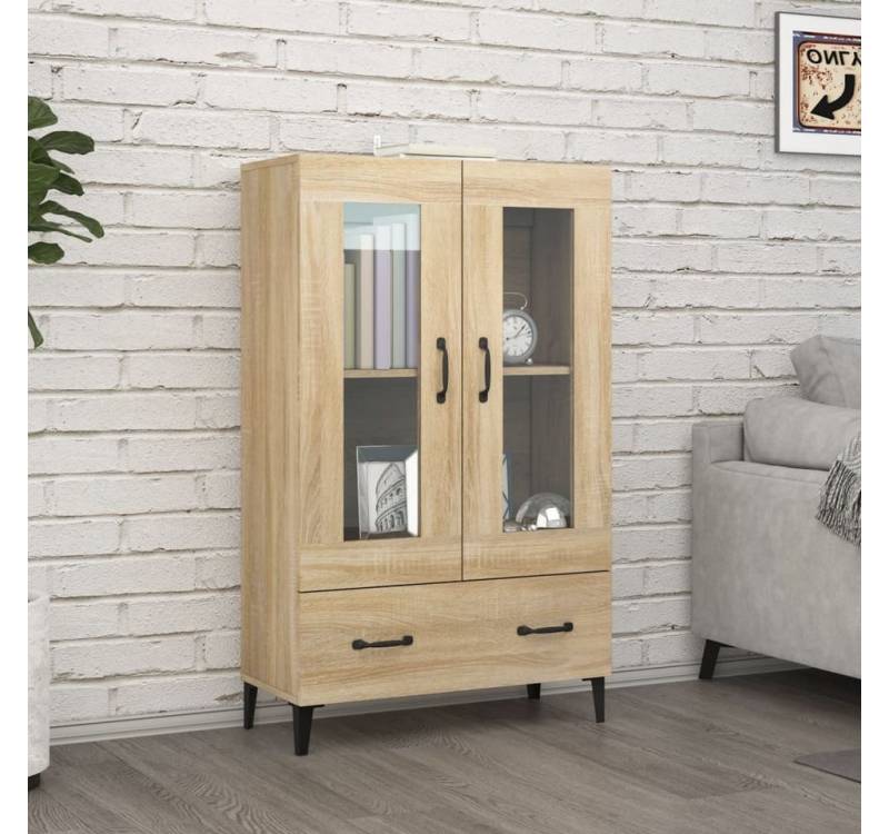 vidaXL Highboard Highboard Sonoma Eiche 70x31x115 cm Spanplatte Glas Vitrine von vidaXL