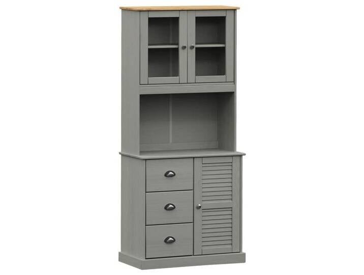 vidaXL Highboard Highboard VIGO Grau 78x40x175 cm Massivholz Kiefer (1 St), grau, Mit 1 Tür, Grau von vidaXL