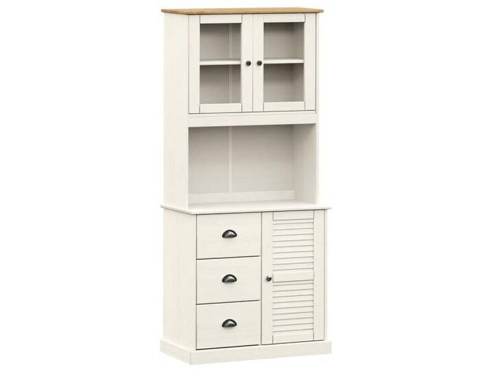 vidaXL Highboard Highboard VIGO Weiß 78x40x175 cm Massivholz Kiefer (1 St), Mit 1 Tür, WeiÃ von vidaXL