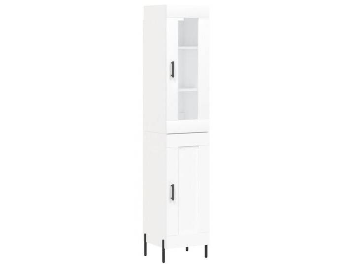 vidaXL Highboard Highboard Weiß 34,5x34x180 cm Spanplatte Glas Vitrine, weiß von vidaXL
