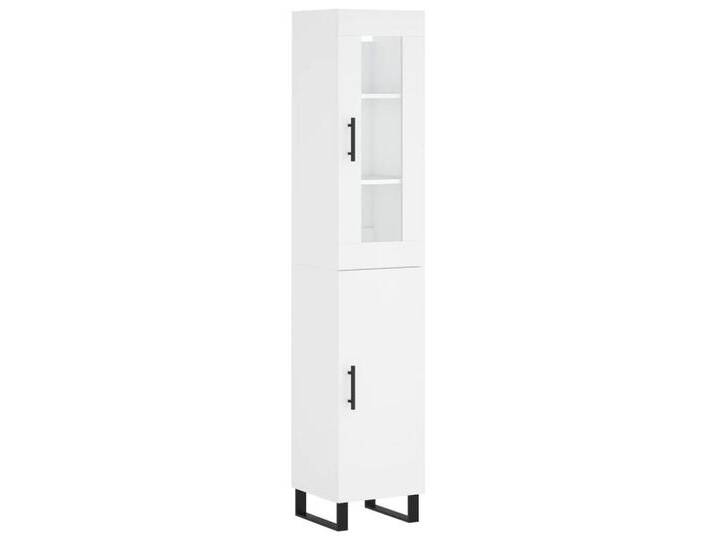 vidaXL Highboard Highboard Weiß 34,5x34x180 cm Spanplatte Glas Vitrine, weiß von vidaXL