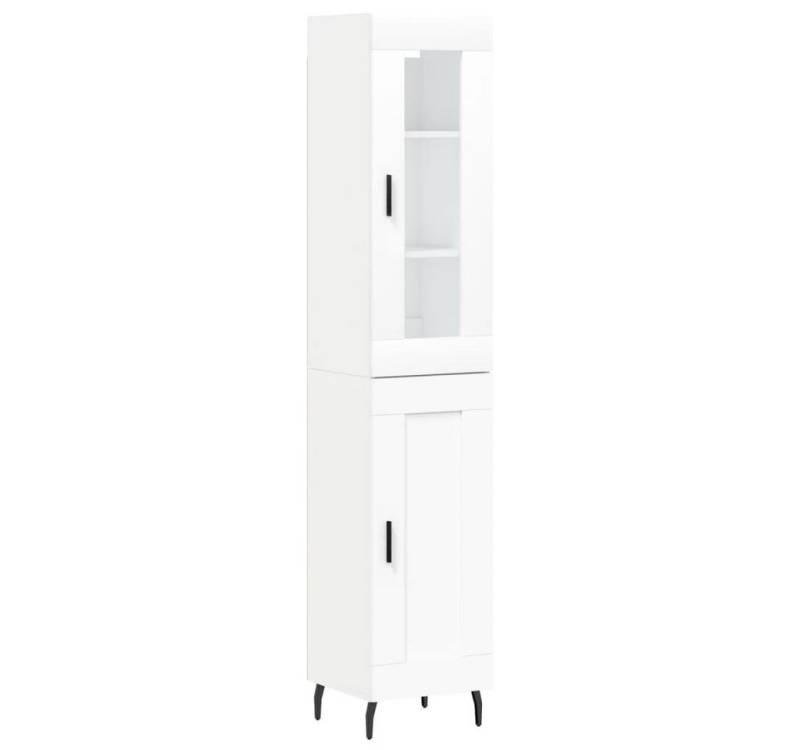 vidaXL Highboard Highboard Weiß 34,5x34x180 cm Spanplatte Glas Vitrine von vidaXL