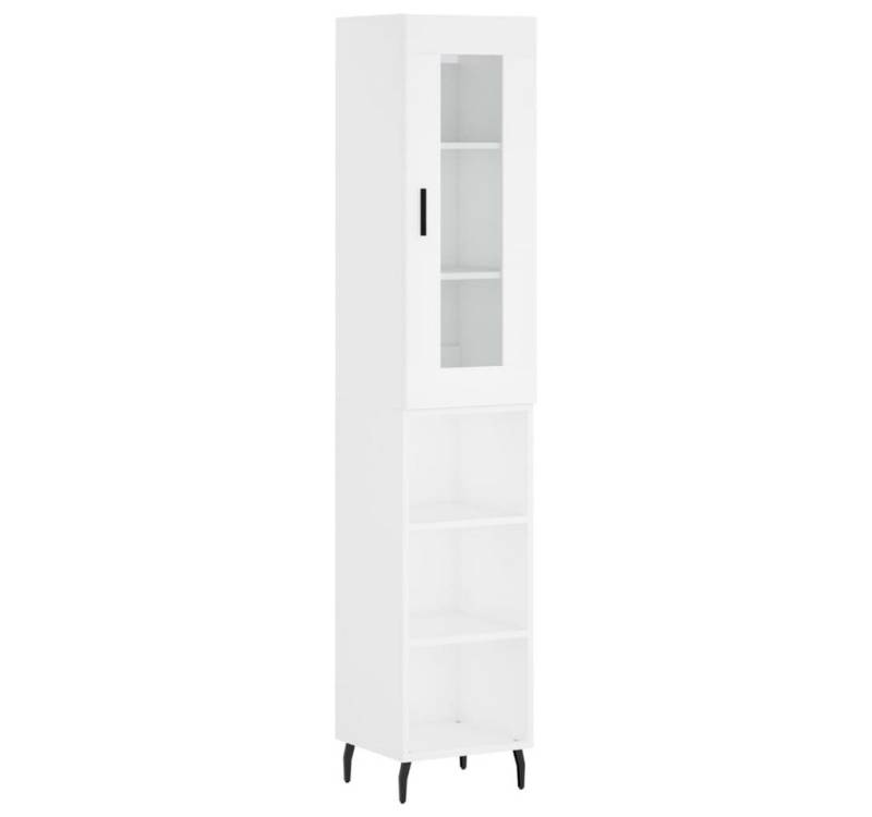 vidaXL Highboard Highboard Weiß 34,5x34x180 cm Spanplatte Glas Vitrine von vidaXL