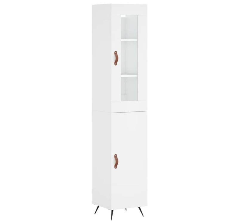 vidaXL Highboard Highboard Weiß 34,5x34x180 cm Spanplatte Glas Vitrine von vidaXL