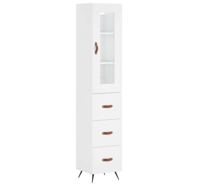 vidaXL Highboard Highboard Weiß 34,5x34x180 cm Spanplatte Glas Vitrine von vidaXL