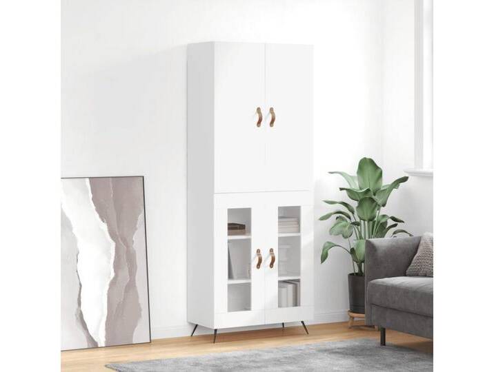 vidaXL Highboard Highboard Weiß 69,5x34x180 cm Spanplatte, weiß von vidaXL