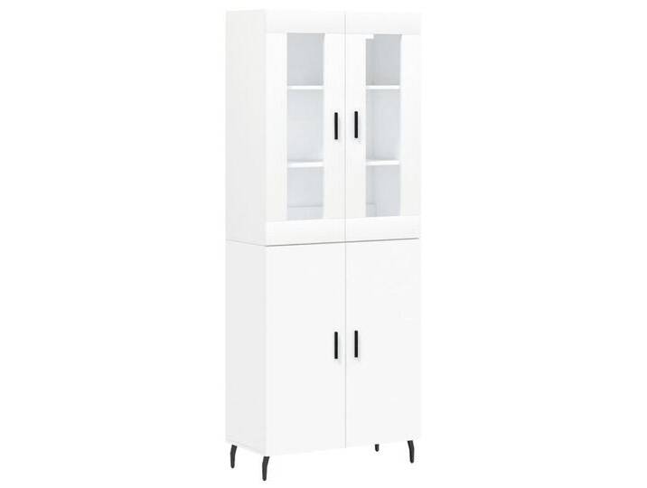 vidaXL Highboard Highboard Weiß 69,5x34x180 cm Spanplatte Glas Vitrine, weiß von vidaXL