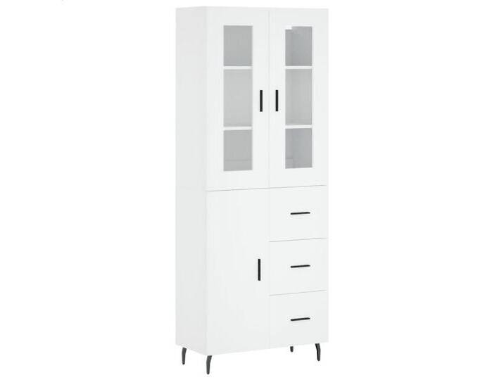 vidaXL Highboard Highboard Weiß 69,5x34x180 cm Spanplatte Glas Vitrine, weiß von vidaXL