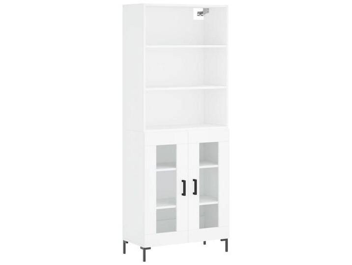 vidaXL Highboard Highboard Weiß 69,5x34x180 cm Spanplatte Glas Vitrine, weiß von vidaXL
