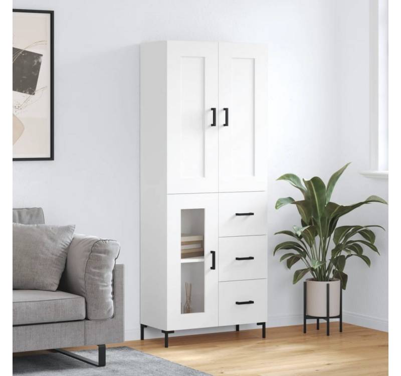 vidaXL Highboard Highboard Weiß 69,5x34x180 cm Spanplatte Glas Vitrine von vidaXL
