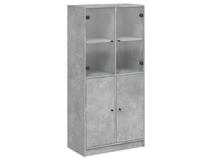 vidaXL Highboard Highboard mit Türen Betongrau 68x37x142 cm Spanplatte Glas Vitrine, grau von vidaXL