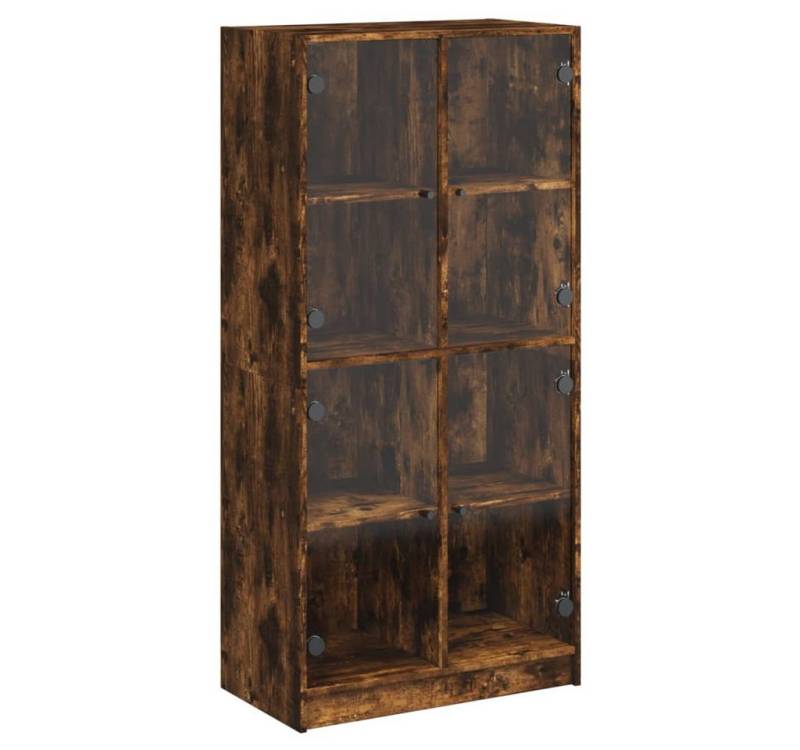 vidaXL Highboard Highboard mit Türen Räuchereiche 68x37x142 cm Spanplatte Glas Vitrine von vidaXL