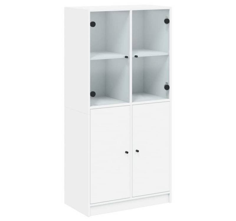 vidaXL Highboard Highboard mit Türen Weiß 68x37x142 cm Spanplatte Glas Vitrine von vidaXL