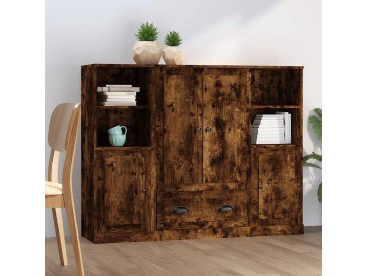 vidaXL Highboard Highboards 3 Stk Räuchereiche Spanplatte, braun von vidaXL