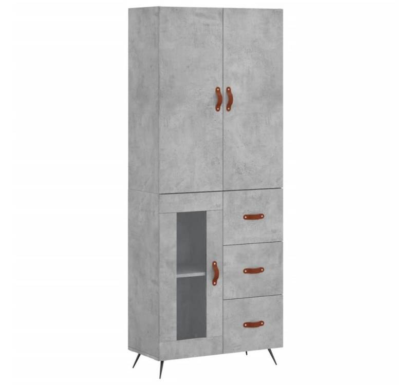 vidaXL Highboard Sideboard Highboard Betongrau 69,5x34x180 cm Spanplatte Glas Vitrine von vidaXL
