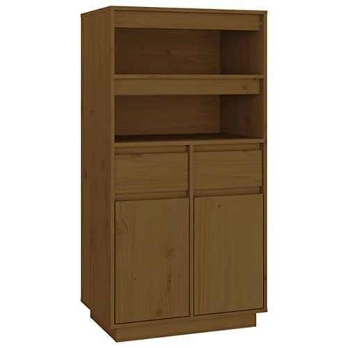 vidaXL Highboard Sideboard Kommode Schrank Anrichte Beistellschrank Mehrzweckschrank Hochschrank Standschrank Honigbraun 60x40x116,5cm Massivholz Kiefer von vidaXL