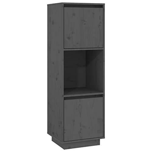 vidaXL Highboard Sideboard Kommode Schrank Anrichte Beistellschrank Mehrzweckschrank Holzschrank Hochschrank Grau 38x35x117cm Massivholz Kiefer von vidaXL