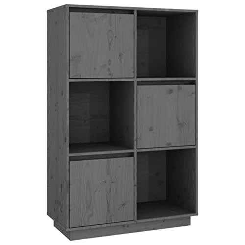 vidaXL Highboard Sideboard Kommode Schrank Anrichte Beistellschrank Mehrzweckschrank Holzschrank Hochschrank Grau 74x35x117cm Massivholz Kiefer von vidaXL