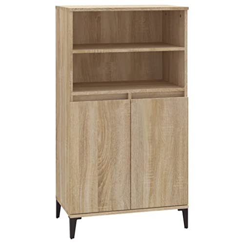 vidaXL Highboard Sideboard Schrank Kommode Anrichte Beistellschrank Mehrzweckschrank Hochschrank Standschrank Sonoma-Eiche 60x36x110cm Holzwerkstoff von vidaXL