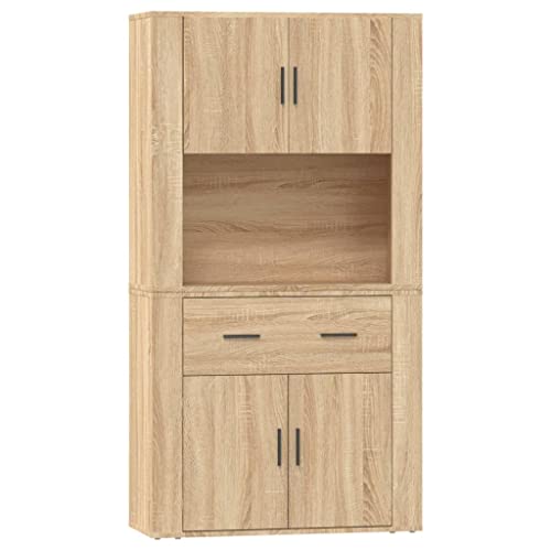 vidaXL Highboard, Sideboard mit viel Stauraum, Mehrzweckschrank Aktenschrank Wandmontage, Kommode Schrank für Wohnzimmer, Modern, Sonoma Eiche Holzwerkstoff von vidaXL