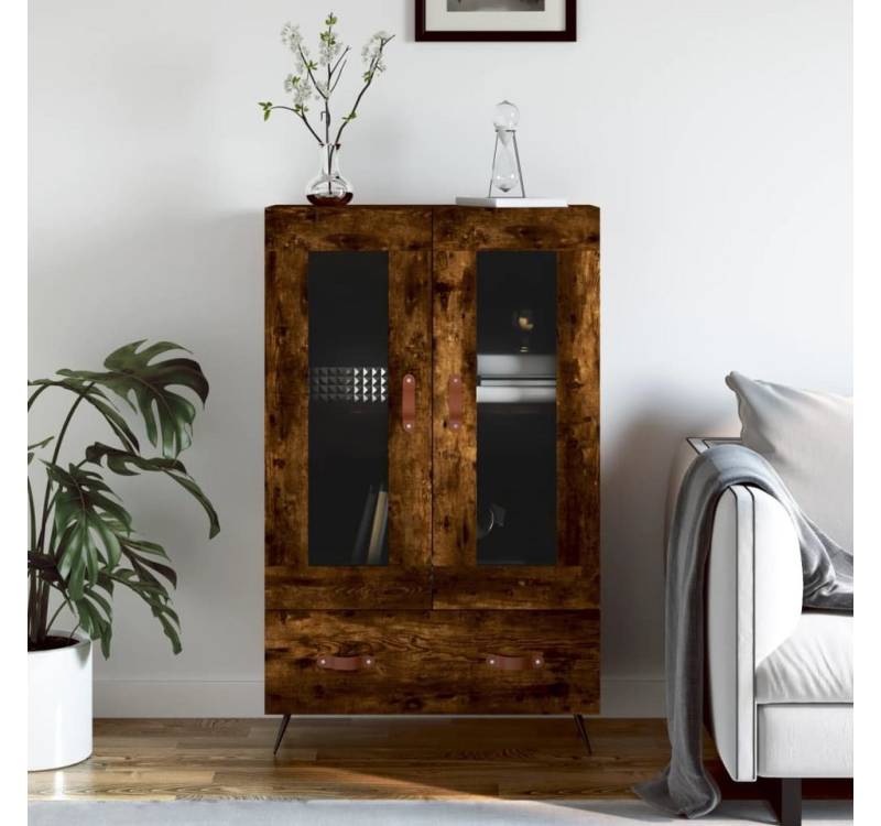 vidaXL Highboard Vitrine Highboard Räuchereiche 69,5x31x115 cm Spanplatte Glas Vitrine von vidaXL