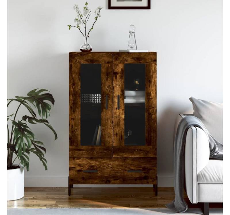 vidaXL Highboard Vitrine Highboard Räuchereiche 69,5x31x115 cm Spanplatte Glas Vitrine von vidaXL