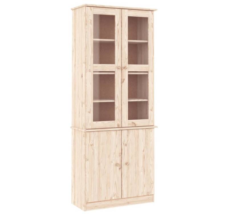 vidaXL Highboard Vitrinenschrank ALTA 77x35x186,5 cm Massivholz Kiefer Glas Vitrine von vidaXL