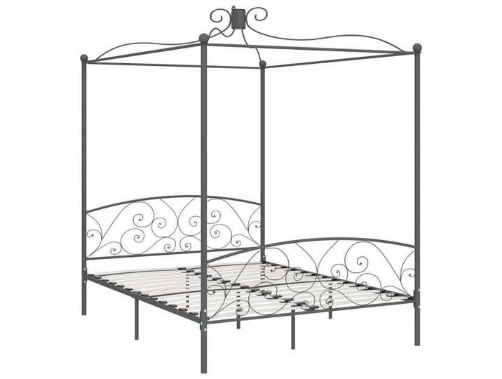 vidaXL Himmelbett Himmelbett-Gestell Grau Metall 180 x 200 cm Bett Bettrahmen Bettgestel, grau von vidaXL