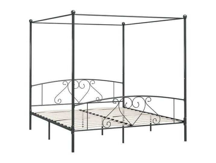 vidaXL Himmelbett Himmelbett-Gestell Grau Metall 180 x 200 cm Bett Bettrahmen Bettgestel, grau vidaXL Himmelbett Himmelbett-Gestell Grau Metall 180 x 200 cm Bett Bettrahmen Bettgestel, grau von vidaXL