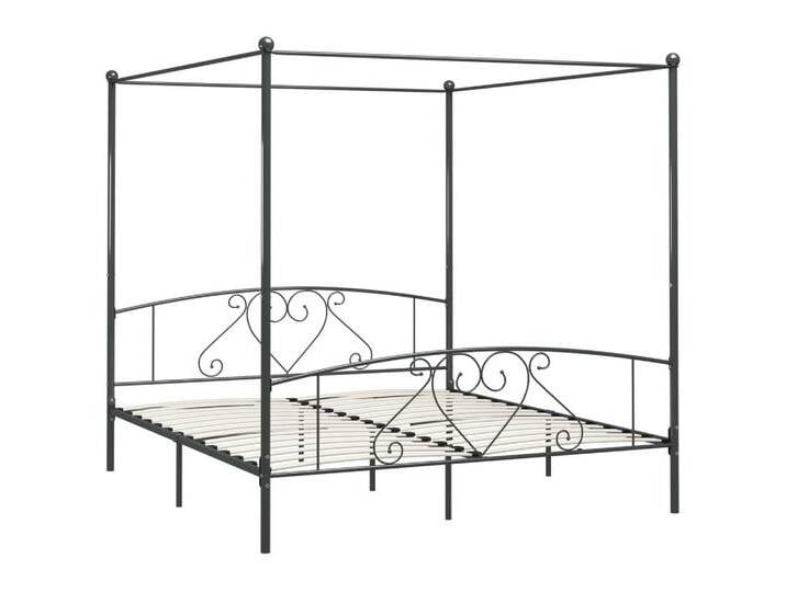 vidaXL Himmelbett Himmelbett-Gestell Grau Metall 180 x 200 cm Bett Bettrahmen Bettgestel, grau von vidaXL