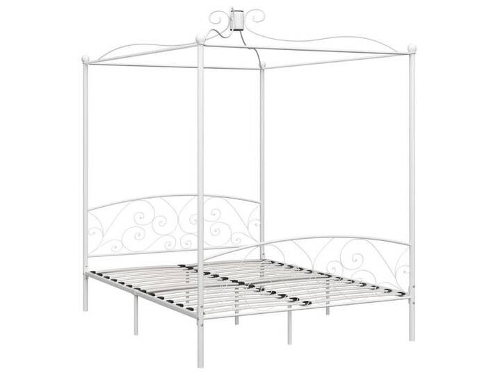 vidaXL Himmelbett Himmelbett-Gestell Weiß Metall 180 x 200 cm Bett Bettrahmen Bettgestel, weiß vidaXL Himmelbett Himmelbett-Gestell Weiß Metall 180 x 200 cm Bett Bettrahmen Bettgestel, weiß von vidaXL
