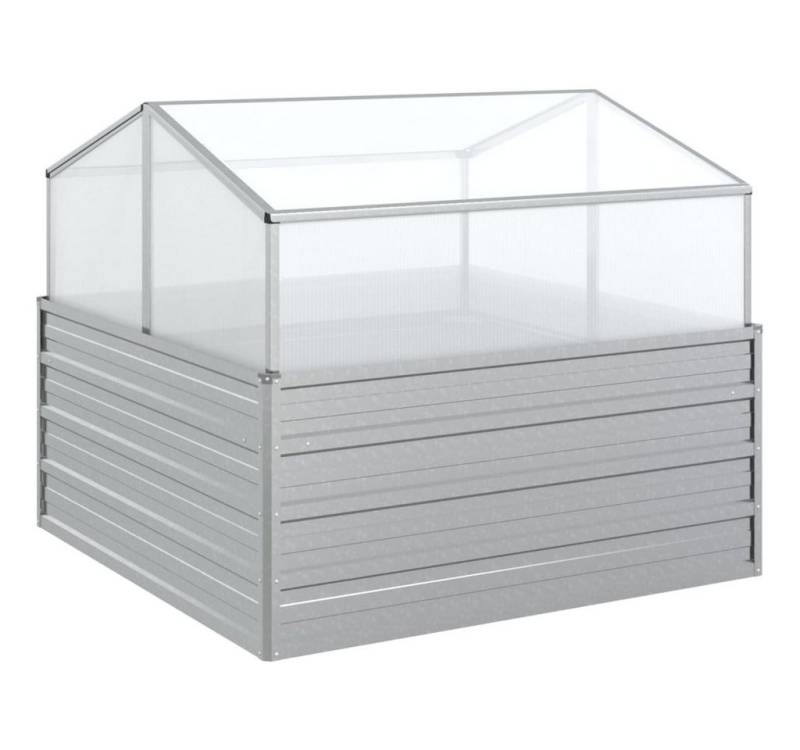 vidaXL Hochbeet, Garten-Hochbeet mit Gewächshaus 100x100x85 cm Silber von vidaXL