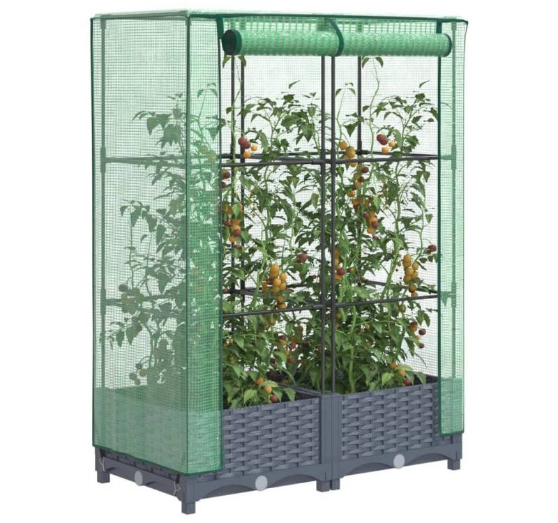 vidaXL Hochbeet, Hochbeet mit Gewächshaus-Aufsatz Rattan-Optik 80x40x123 cm von vidaXL