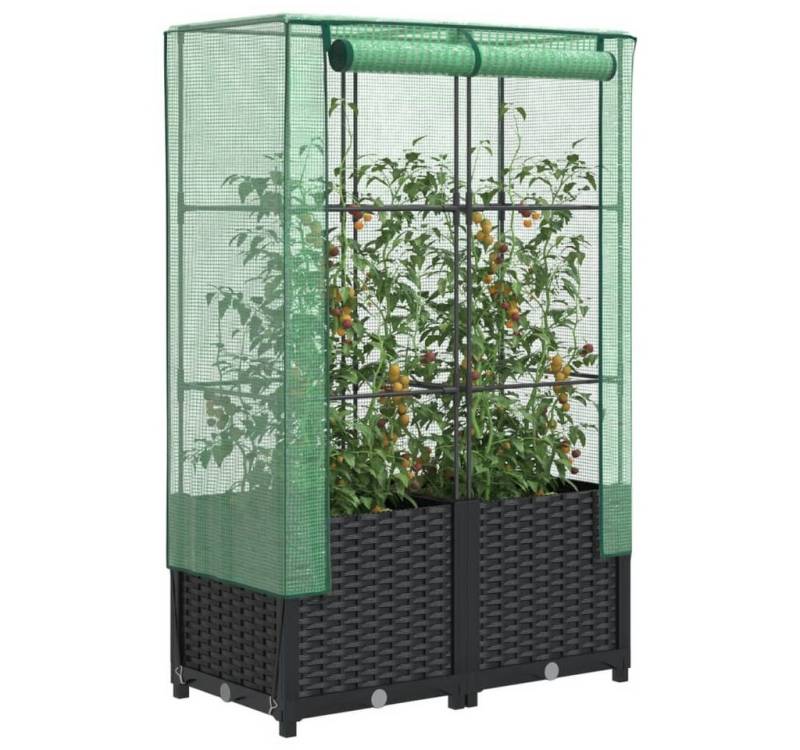 vidaXL Hochbeet, Hochbeet mit Gewächshaus-Aufsatz Rattan-Optik 80x40x138 cm von vidaXL