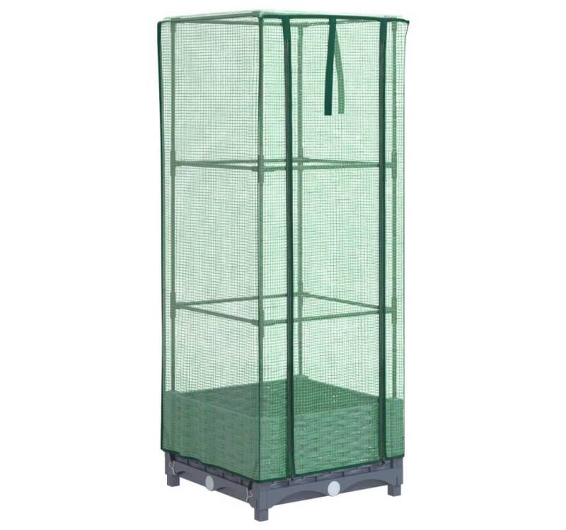 vidaXL Hochbeet Hochbeet mit Gewächshaus-Aufsatz Rattan-Optik 40x40x123 cm (1 St) von vidaXL