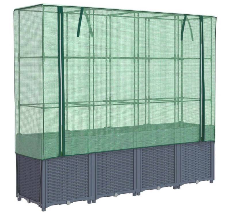 vidaXL Hochbeet Hochbeet mit Gewächshaus-Aufsatz Rattan-Optik 160x40x153 cm (1 St) von vidaXL