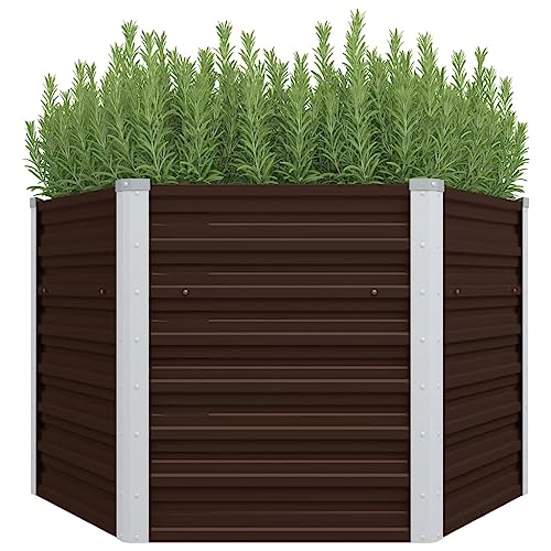 vidaXL Hochbeet Blumenkasten Pflanzkasten Pflanzkübel Blumenkübel Pflanztopf Blumentopf Gemüsebeet Pflanzbeet Braun 129x129x77cm Verzinkter Stahl von vidaXL