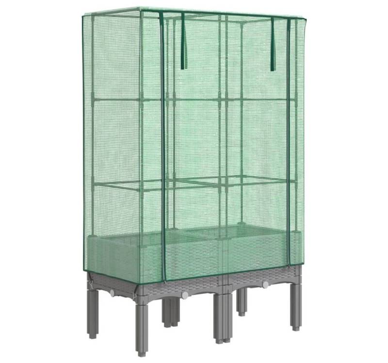 vidaXL Hochbeet Hochbeet mit Gewächshaus-Aufsatz Rattan-Optik 80x40x140 cm (1 St) von vidaXL