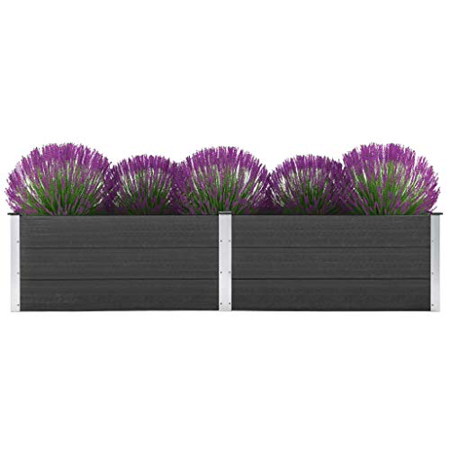 vidaXL Hochbeet Pflanzkübel Gartenbeet Blumenbeet Pflanzkasten Kräuterbeet Blumenkasten Pflanzkasten Gemüsebeet Pflanzbeet 250x100x54cm WPC Grau von vidaXL