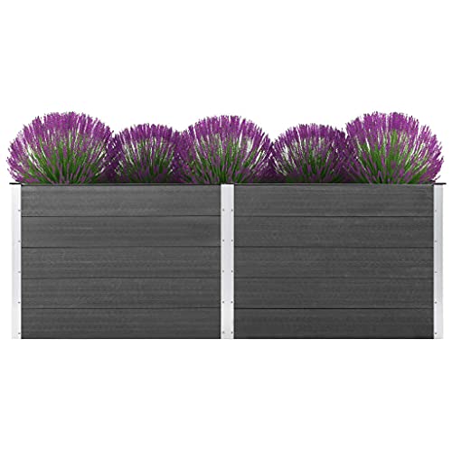 vidaXL Hochbeet Pflanzkübel Gartenbeet Blumenbeet Pflanzkasten Kräuterbeet Blumenkasten Pflanzkasten Gemüsebeet Pflanzbeet 250x50x91cm WPC Grau von vidaXL